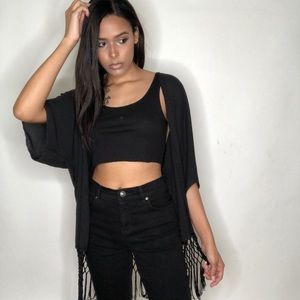 Black sheer fringe kimono